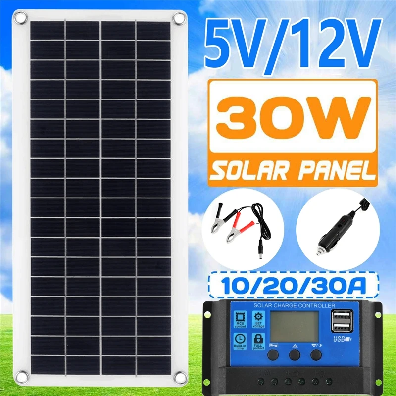 Solar Panel Monocrystalline - Kit pannello solare 30W 12V Celle